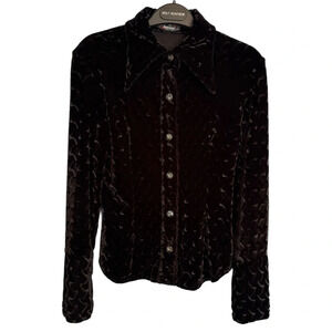 VTG Amnesia Paris Crushed Velvet Jacket Size 2 Black Whimsigoth Fairy Witchy 90s